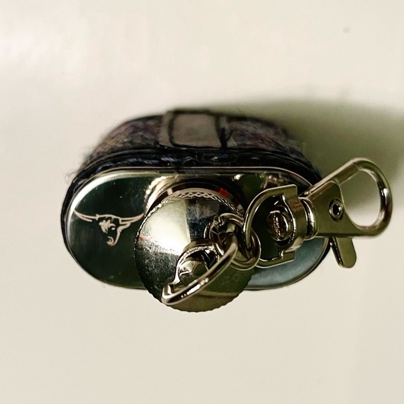 🟥GONE🟥 🆕NWOT Harris Tweed Wool x Leather Stainless Steel Keyring Flask - Picture 10 of 12